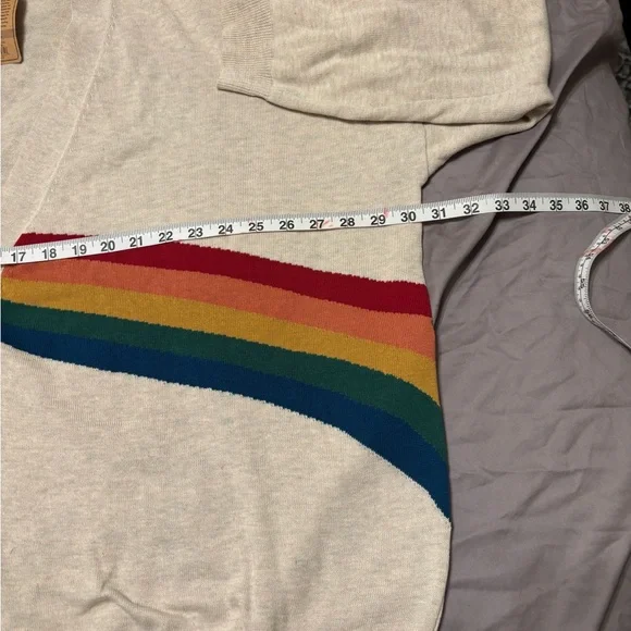 NATURAL LIFE Cream Cardigan with Colorful Stripes Oversided - Picture 5 of 8